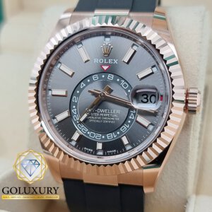 רולקס סקיידוולר רוז גולד רצועת גומי דגם 326235 ROLEX SKYDWELLER ROSE GOLD RUBBER