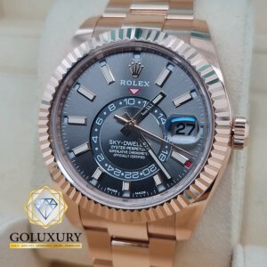 רולקס סקיידוולר רוז גולד לוח רודיום דגם 326935 ROLEX SKYDWELLER ROSE GOLD RHODIUM DIAL