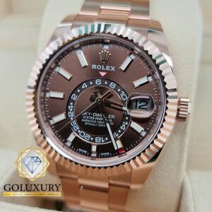 רולקס סקיידוולר רוז גולד לוח שוקולד דגם 326935 ROLEX SKYDWELLER ROSE GOLD CHOCOLATE DIAL